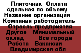 Плиточник. Оплата сдельная по объему › Название организации ­ Компания-работодатель › Отрасль предприятия ­ Другое › Минимальный оклад ­ 1 - Все города Работа » Вакансии   . Владимирская обл.,Владимир г.